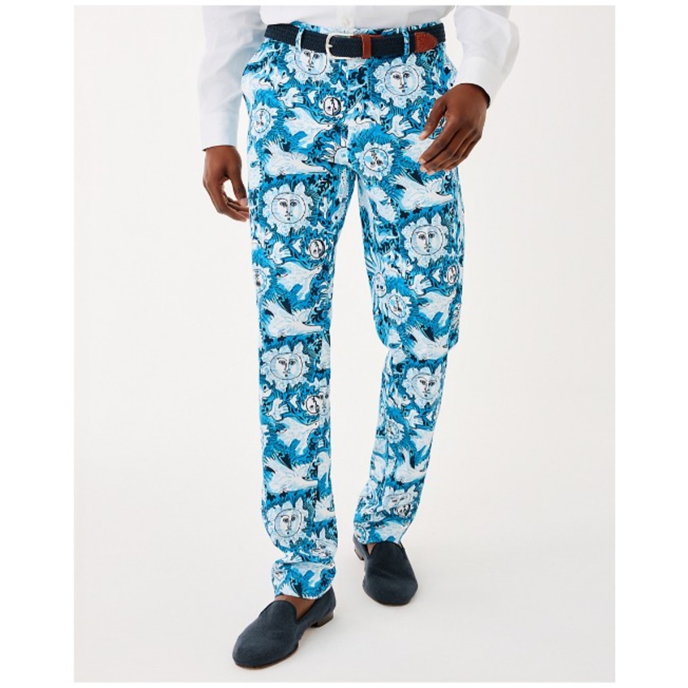Lilly Pulitzer Mens Stuff Mizner Pants 36 Stretch Artsy Boho Preppy Resortwear